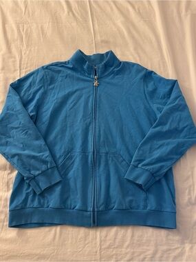Vintage Y2K Sky Blue Full-Zip Track Jacket with Star Zipper Pull